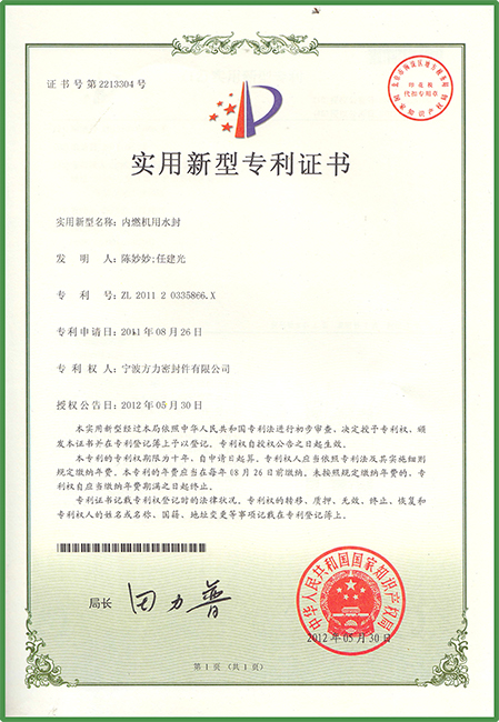 New patent certificate 09