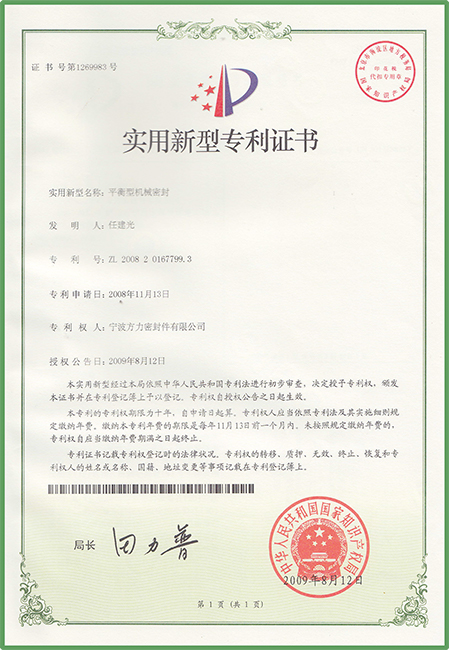 New patent certificate 10