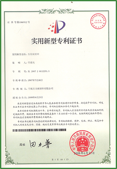New patent certificate 12
