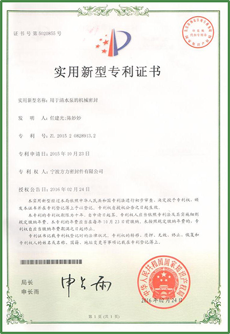 New patent certificate 17